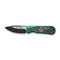 WEKNIFE Baloo Flipper Knife Green Painted Titanium Handle With Shredded Carbon Fiber Inlay (3.31" Black Stonewashed CPM 20CV Blade, Satin Flat) WE21033-6