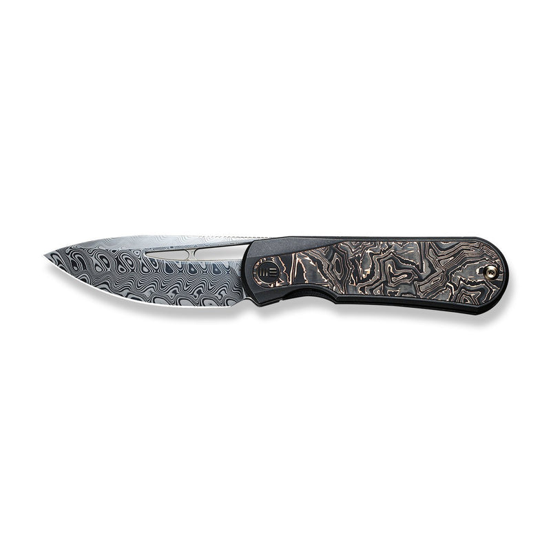 WEKNIFE Baloo Front Flipper & Thumb Hole Knife Titanium & Carbon Fiber Handle (3.31" Damasteel) WE21033-DS1