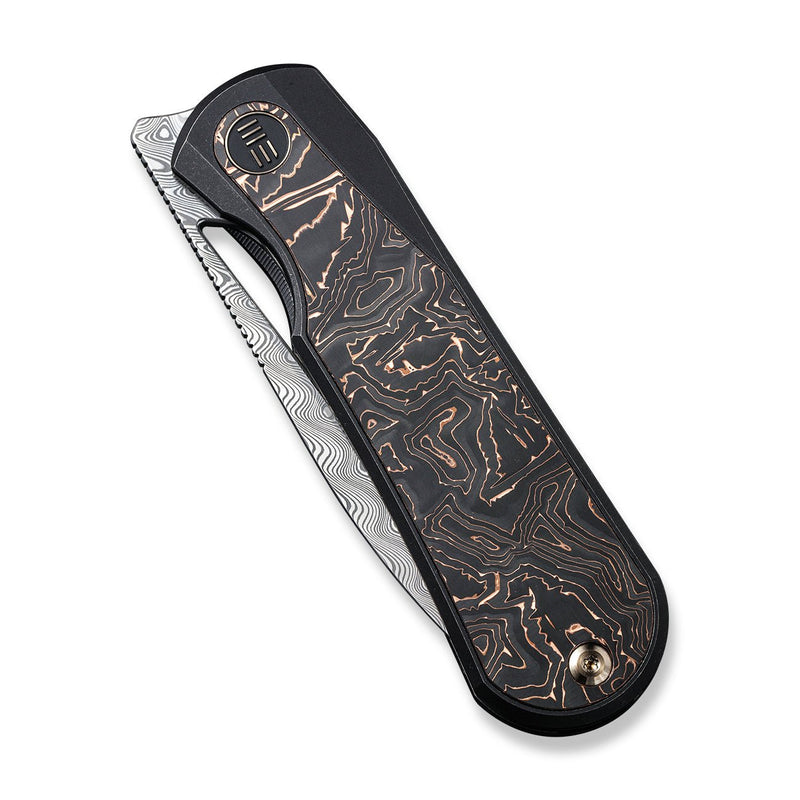 WEKNIFE Baloo Front Flipper & Thumb Hole Knife Titanium & Carbon Fiber Handle (3.31" Damasteel) WE21033-DS1