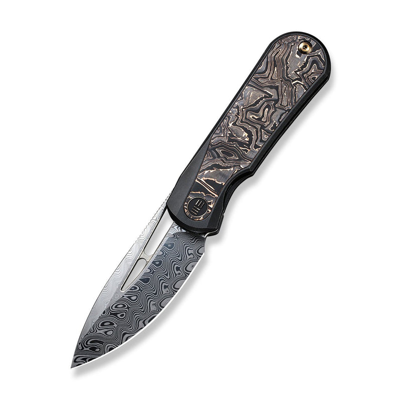 WEKNIFE Baloo Front Flipper & Thumb Hole Knife Titanium & Carbon Fiber Handle (3.31" Damasteel) WE21033-DS1