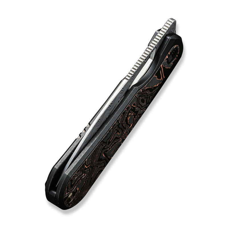 WEKNIFE Baloo Front Flipper & Thumb Hole Knife Titanium & Carbon Fiber Handle (3.31" Damasteel) WE21033-DS1