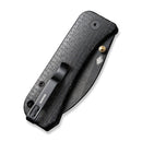 WEKNIFE Banter Wharncliffe Thumb Stud Knife Black Burlap Micarta Contoured Handle (2.85" Black Stonewashed CPM S35VN Blade) WE19068J-1