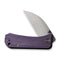 WEKNIFE Banter Wharncliffe Thumb Stud Knife Purple Canvas Micarta Contoured Handle (2.85" Gray Stonewashed CPM S35VN Blade) WE19068J-2