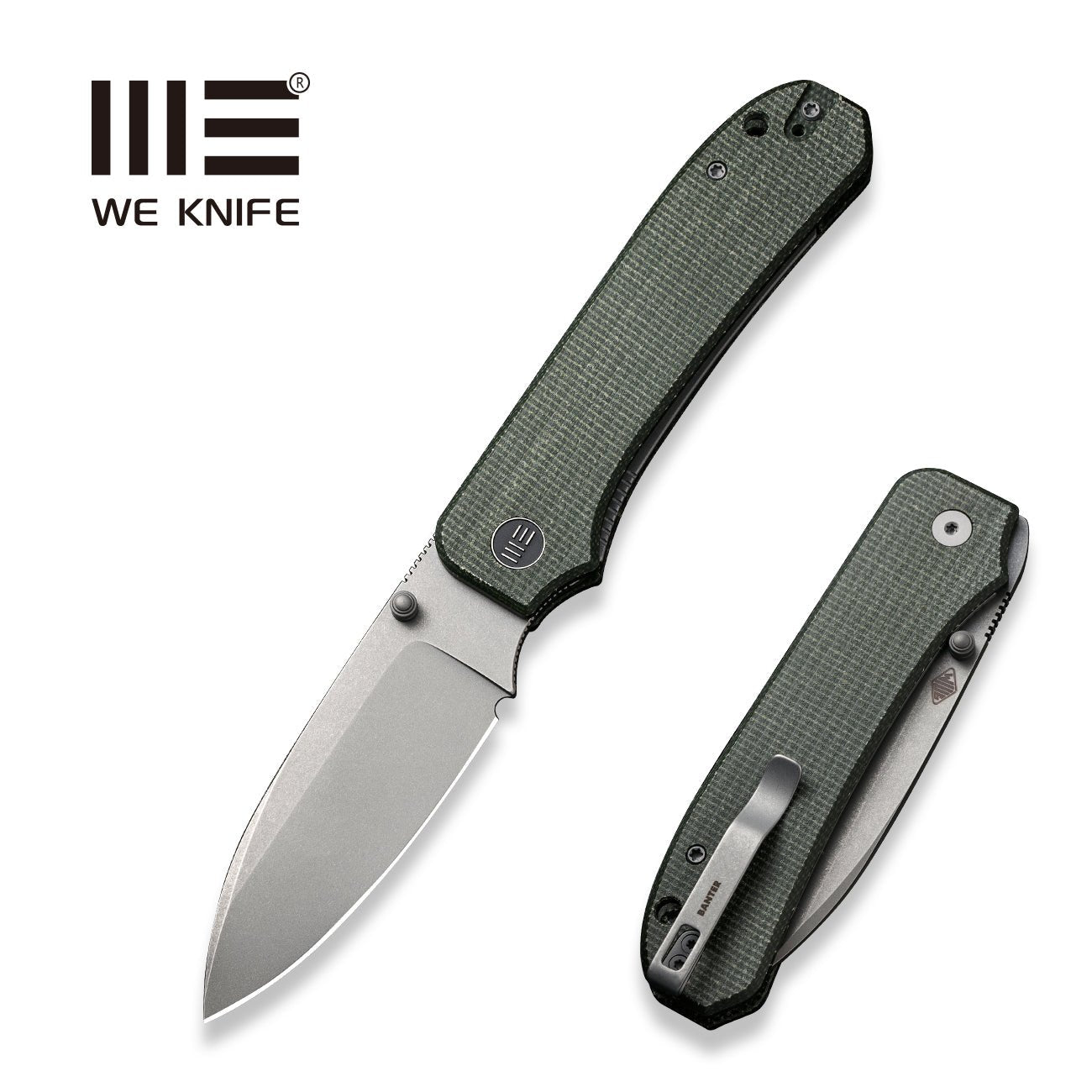 WEKNIFE Big Banter Thumb Stud Knife Micarta Handle (3.69