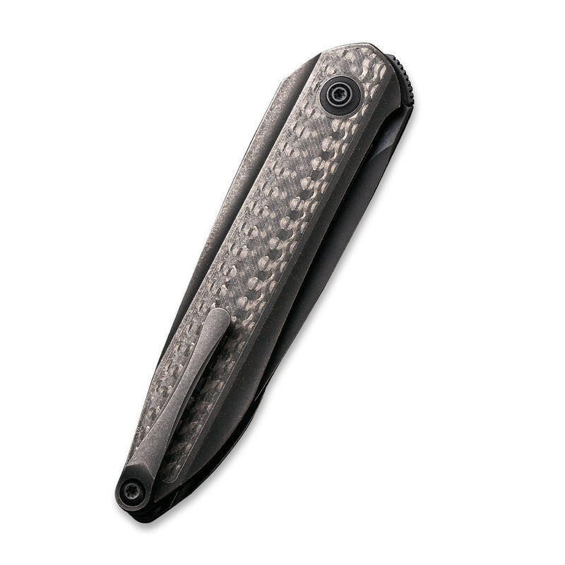 WEKNIFE Black Void Opus Front Flipper Knife Titanium & Carbon Fiber Handle (2.84" CPM 20CV Blade) 2010V-1