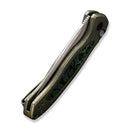 WEKNIFE Button Lock Kitefin Flipper Knife Green Titanium Handle With Jungle Wear Fat Carbon Fiber Inlay (3.22" Hand Polished Satin CPM 20CV Blade) WE19002N-2