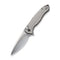WEKNIFE Button Lock Kitefin Flipper Knife Satin Polished Ripple Patterned Gray Titanium Handle (3.22" Hand Polished Satin CPM 20CV Blade) WE19002M-2