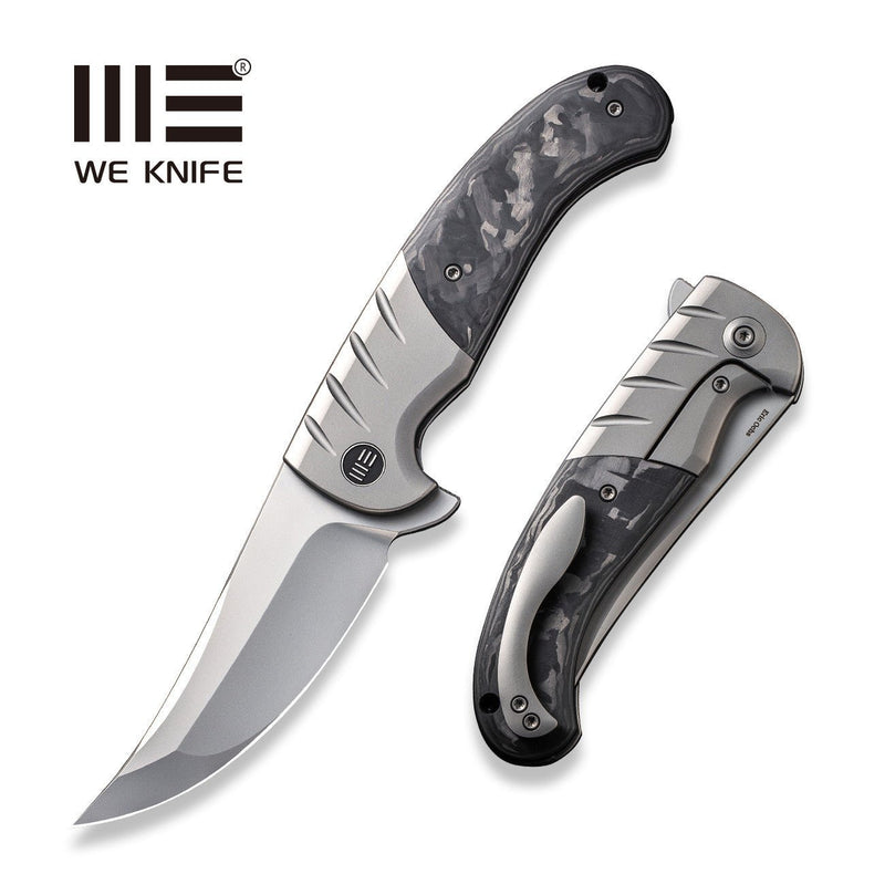 WEKNIFE Curvaceous saber Flipper Knife Titanium Handle With Carbon Fiber Inlay (3.70" CPM 20CV Blade) | Freeshipping - We Knife