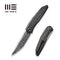 WEKNIFE Cybernetic Top Flipper Knife Black Stonewashed With Etching Pattern Titanium Handle (3.91" Hakkapella Damasteel Blade) WE22033-DS1