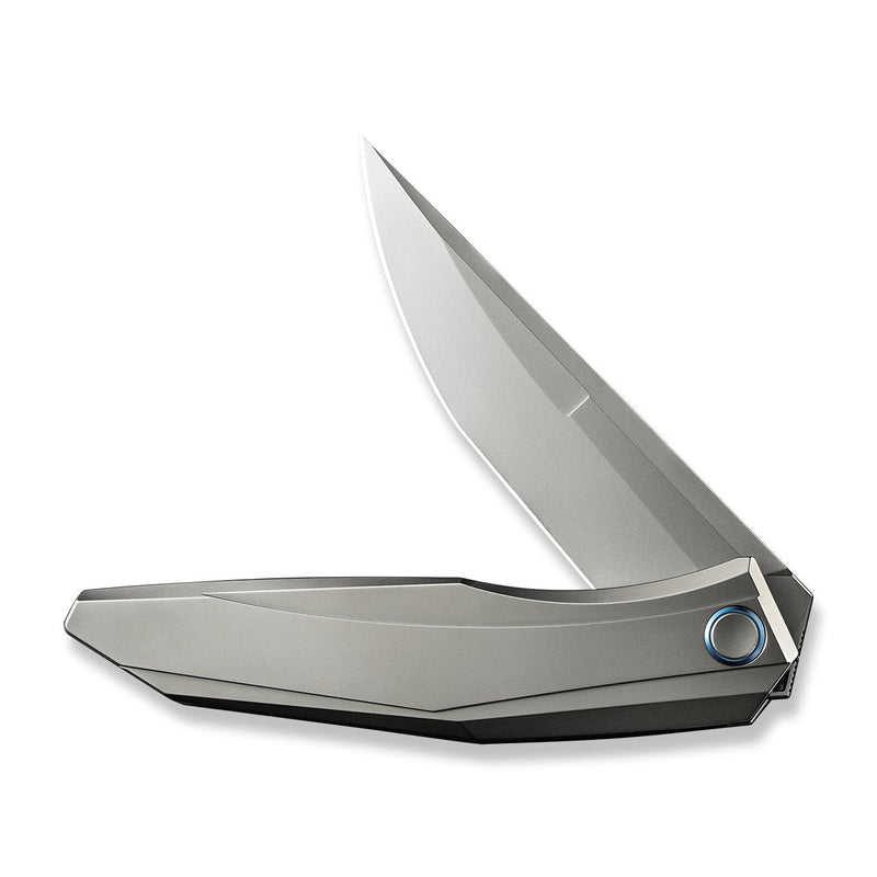 WEKNIFE Cybernetic Top Flipper Knife Polished Bead Blasted Titanium Handle (3.91" Polished Bead Blasted CPM 20CV Blade) WE22033-2