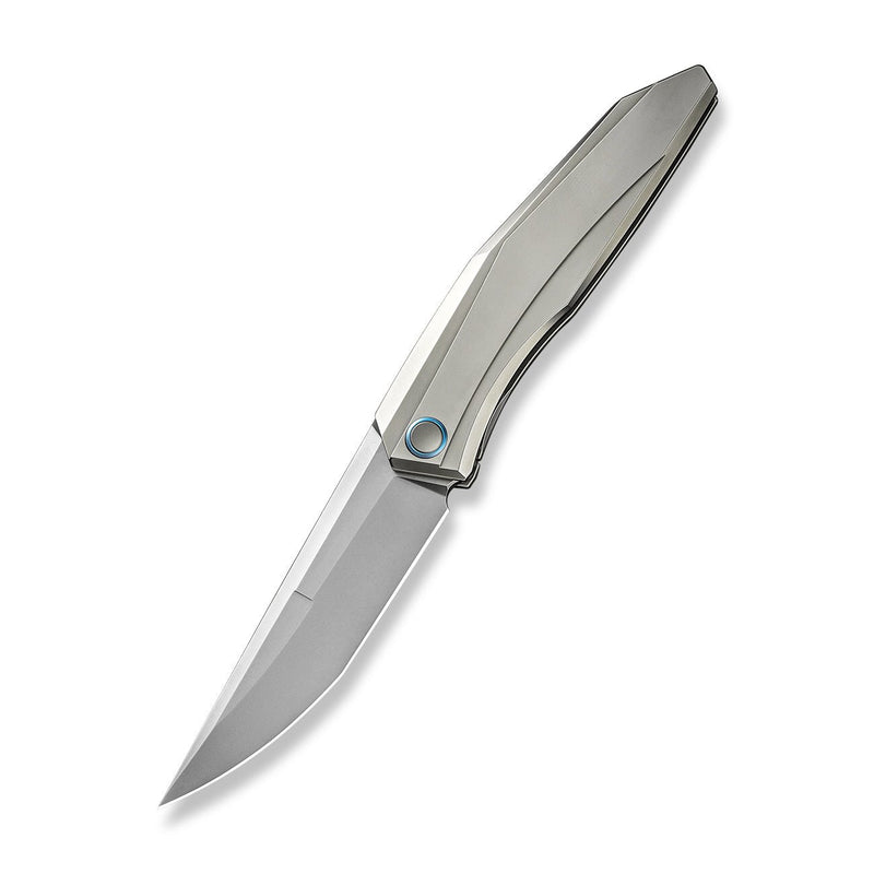 WEKNIFE Cybernetic Top Flipper Knife Polished Bead Blasted Titanium Handle (3.91" Polished Bead Blasted CPM 20CV Blade) WE22033-2