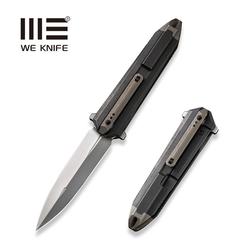 WEKNIFE Diatomic Flipper Knife Black Titanium Handle & Bronze Endcap (3.78" Polished Bead Blasted CPM 20CV Blade) WE22032-3