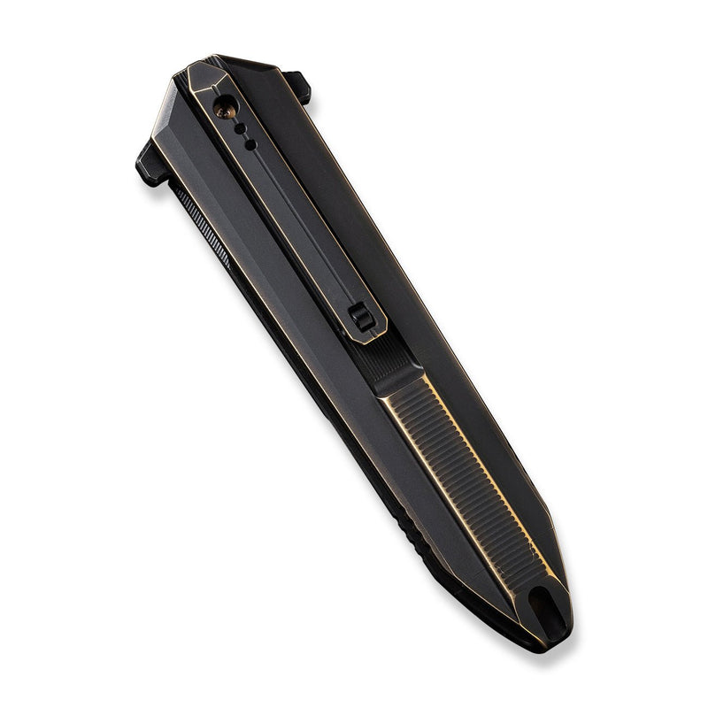 WEKNIFE Diatomic Flipper Knife Bronze / Black Titanium Handle & Endcap (3.78" Black Stonewashed CPM 20CV Blade) WE22032-1