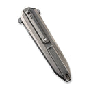 WEKNIFE Diatomic Flipper Knife Polished Bead Blasted Titanium Handle & Endcap (3.78" Hakkapella Damasteel Blade) WE22032-DS1
