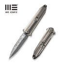 WEKNIFE Diatomic Flipper Knife Polished Bead Blasted Titanium Handle & Endcap (3.78" Hakkapella Damasteel Blade) WE22032-DS1