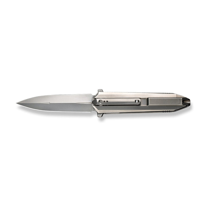 WEKNIFE Diatomic Flipper Knife Polished Bead Blasted Titanium Handle & Endcap (3.78" Polished Bead Blasted CPM 20CV Blade) WE22032-2