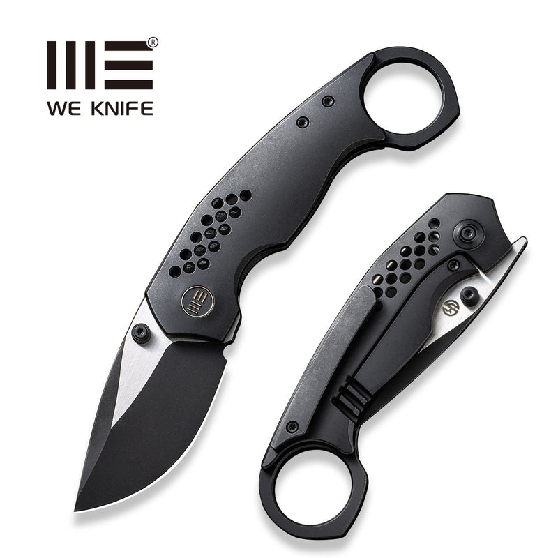 WEKNIFE Envisage Front Flipper Knife Black Titanium Handle (2.42" Black Stonewashed CPM 20CV Blade, Satin Flat) WE22013-2