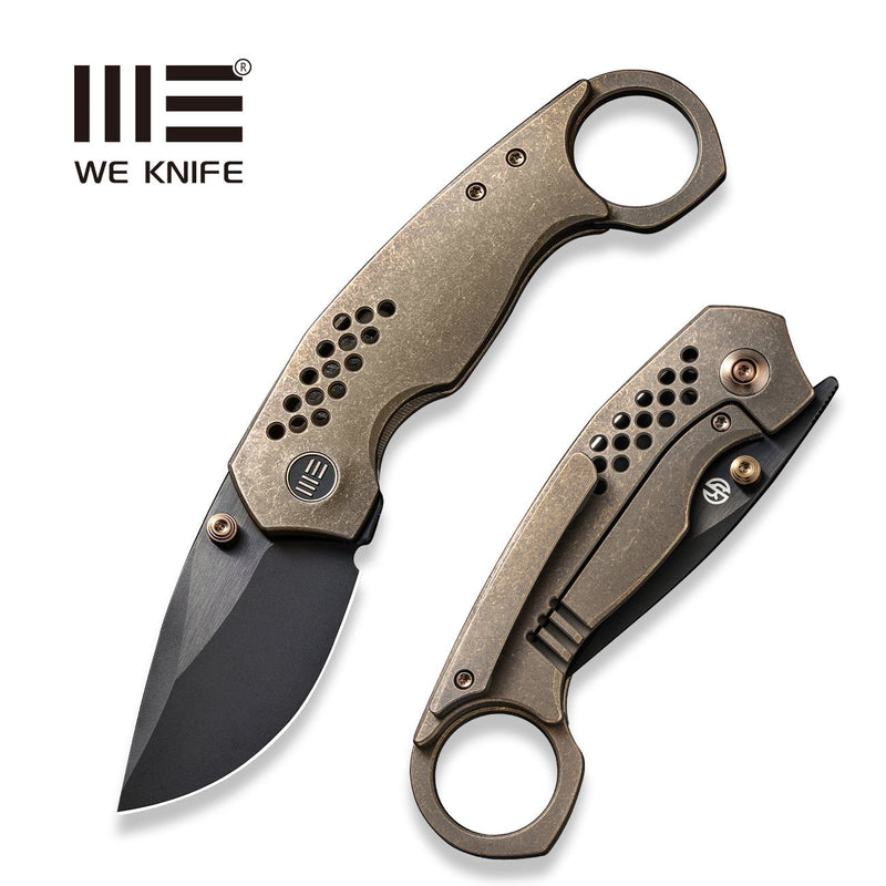 WEKNIFE Envisage Front Flipper Knife Bronze Titanium Handle (2.42" Black Stonewashed Bevels, Black Brushed Flats CPM 20CV Blade) WE22013-3