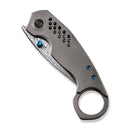WEKNIFE Envisage Front Flipper Knife Gray Titanium Handle (2.42" Hakkapella Damasteel Blade) WE22013-DS1