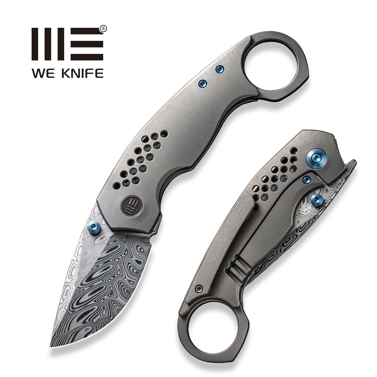 WEKNIFE Envisage Front Flipper Knife Titanium Handle Damasteel 