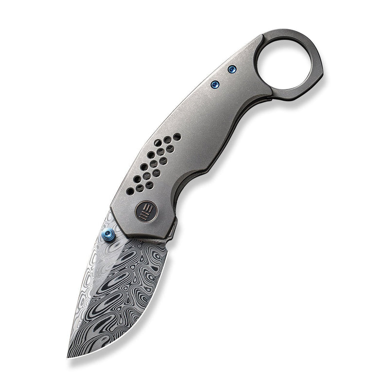 WEKNIFE Envisage Front Flipper Knife Gray Titanium Handle (2.42" Hakkapella Damasteel Blade) WE22013-DS1