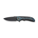 WEKNIFE Equivik Flipper Knife Black Titanium Handle With Arctic Storm Fat Carbon Fiber Inlay (3.48" Black Stonewashed CPM 20CV Blade) WE23020-4