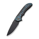 WEKNIFE Equivik Flipper Knife Black Titanium Handle With Arctic Storm Fat Carbon Fiber Inlay (3.48" Black Stonewashed CPM 20CV Blade) WE23020-4