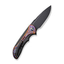 WEKNIFE Equivik Flipper Knife Black Titanium Handle With Flamed Titanium Inlay (3.48" Black Stonewashed CPM 20CV Blade) WE23020-2