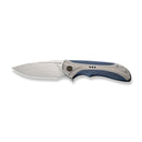 WEKNIFE Equivik Flipper Knife Blue Titanium Handle With Polished Bead Blasted Titanium Inlay (3.48" Hand Rubbed Satin CPM 20CV Blade) WE23020-3