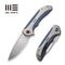 WEKNIFE Equivik Flipper Knife Blue Titanium Handle With Polished Bead Blasted Titanium Inlay (3.48" Hand Rubbed Satin CPM 20CV Blade) WE23020-3