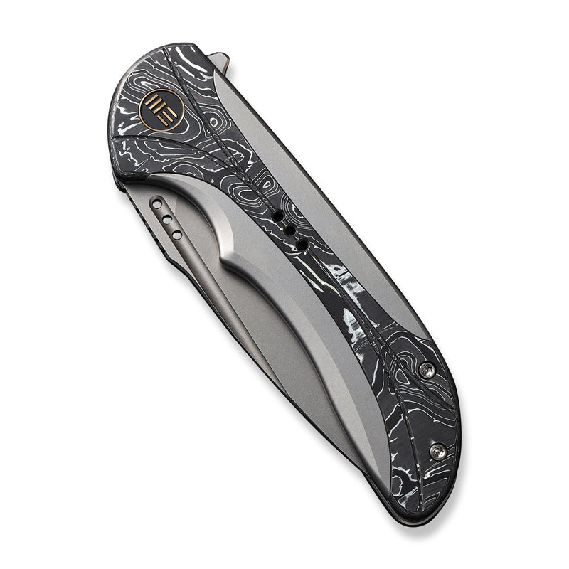 WEKNIFE Equivik Flipper Knife Gray Titanium Handle With Aluminum Foil Carbon Fiber Inlay (3.48" Stonewashed CPM 20CV Blade) WE23020-1