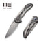 WEKNIFE Equivik Flipper Knife Gray Titanium Handle With Aluminum Foil Carbon Fiber Inlay (3.48" Stonewashed CPM 20CV Blade) WE23020-1