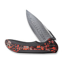 WEKNIFE Equivik Flipper Knife Polished Gray Titanium Handle With Lava Flow Fat Carbon Fiber Inlay (3.48" Hugin Damasteel Blade) WE23020-DS1
