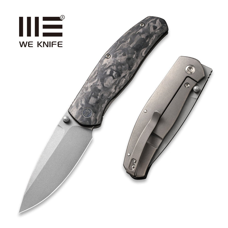 WEKNIFE Esprit Thumb Stud / Front Flipper Knife Carbon Fiber With Titanium Lock Side Handle (3.25" CPM 20CV Blade) | Freeshipping - We Knife