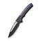WEKNIFE Exciton Flipper & Button Lock Knife Black Titanium Handle With Flamed Titanium Integral Spacer (3.68" Black Stonewashed CPM 20CV Blade, Satin Flat) WE22038A-4