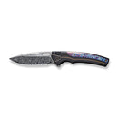 WEKNIFE Exciton Flipper & Button Lock Knife Black Titanium Handle With Flamed Titanium Integral Spacer (3.68" Heimskringla Damasteel Blade) WE22038A-DS1