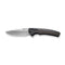 WEKNIFE Exciton Flipper & Button Lock Knife Black Titanium Handle With Twill Carbon Fiber Integral Spacer (3.68" Silver Bead Blasted CPM 20CV Blade) WE22038A-1