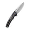 WEKNIFE Exciton Flipper & Button Lock Knife Black Titanium Handle With Twill Carbon Fiber Integral Spacer (3.68" Silver Bead Blasted CPM 20CV Blade) WE22038A-1