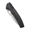 WEKNIFE Exciton Flipper & Button Lock Knife Black Titanium Handle With Twill Carbon Fiber Integral Spacer (3.68" Silver Bead Blasted CPM 20CV Blade) WE22038A-1