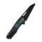 WEKNIFE Falcaria Flipper & Thumb Hole Knife Black Titanium Handle With Arctic Storm Fat Carbon Fiber Inlay (3.64" Black Stonewashed CPM 20CV Blade) WE23012B Sample1