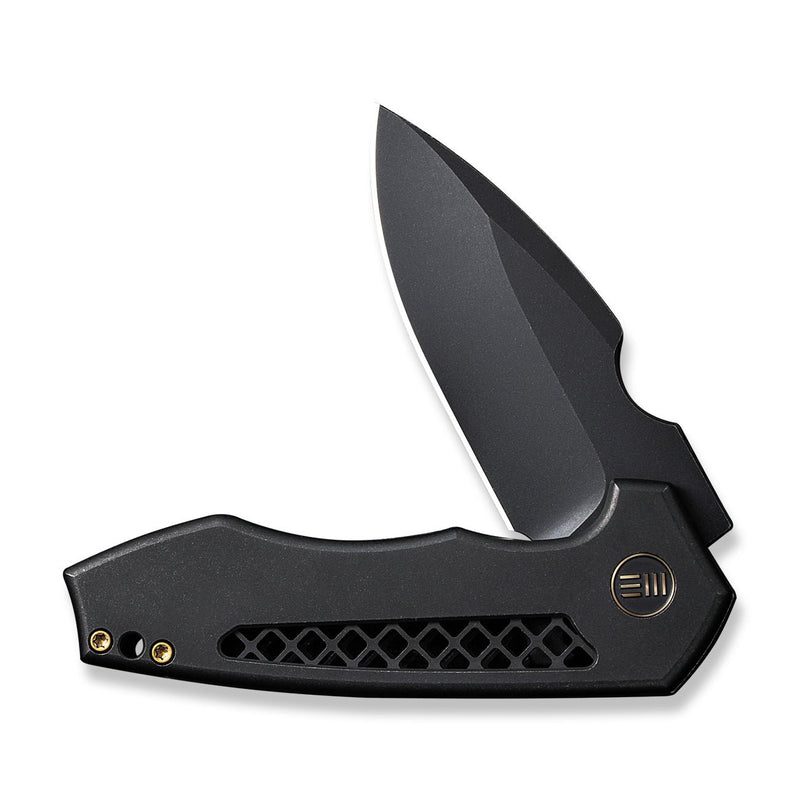 WEKNIFE Harpen Flipper Knife Black Titanium Handle (2.98" Black Stonewashed CPM 20CV Blade) WE23019-1