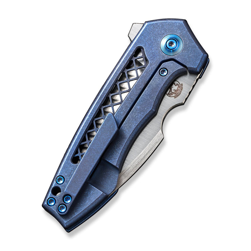 WEKNIFE Harpen Flipper Knife Blue Titanium Handle (2.98" Hand Rubbed Satin CPM 20CV Blade) WE23019-2