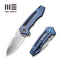 WEKNIFE Harpen Flipper Knife Blue Titanium Handle (2.98" Hand Rubbed Satin CPM 20CV Blade) WE23019-2