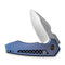 WEKNIFE Harpen Flipper Knife Blue Titanium Handle (2.98" Hand Rubbed Satin CPM 20CV Blade) WE23019-2