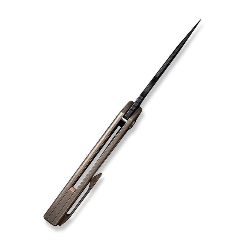WEKNIFE Harpen Flipper Knife Bronze Titanium Handle (2.98" Black Stonewashed CPM 20CV Blade) WE23019-3