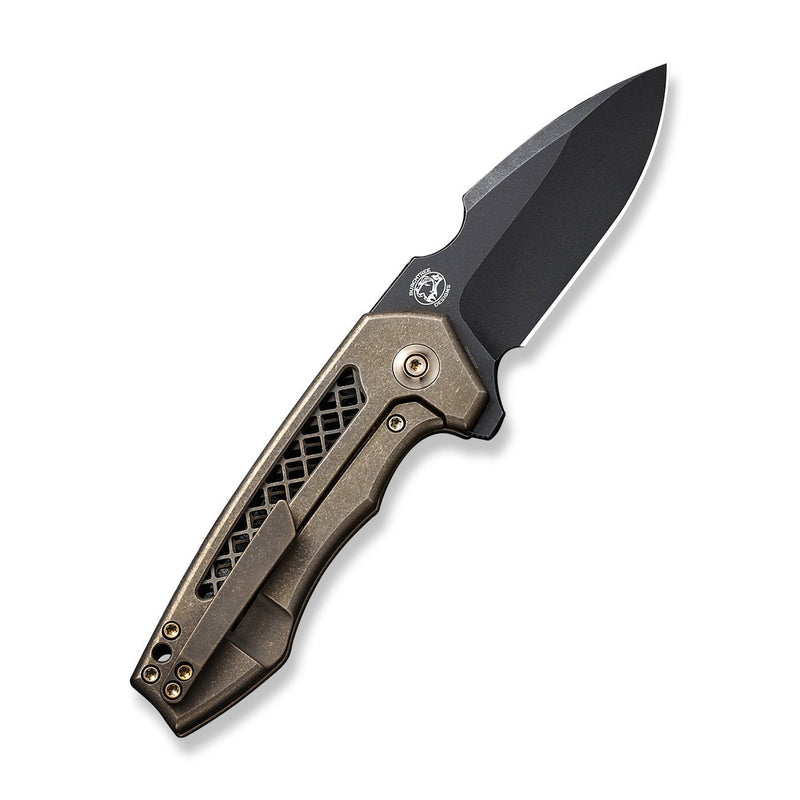 WEKNIFE Harpen Flipper Knife Bronze Titanium Handle (2.98" Black Stonewashed CPM 20CV Blade) WE23019-3