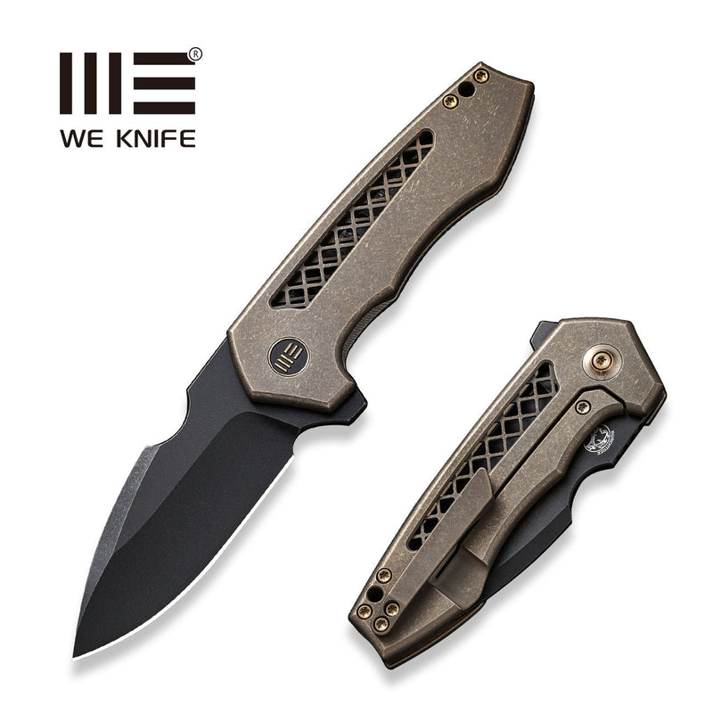 WEKNIFE Harpen Flipper Knife Bronze Titanium Handle (2.98" Black Stonewashed CPM 20CV Blade) WE23019-3