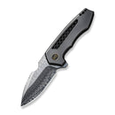 WEKNIFE Harpen Flipper Knife Polished Gray Titanium Handle (2.98" Hugin Damasteel Blade) WE23019-DS1