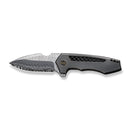 WEKNIFE Harpen Flipper Knife Polished Gray Titanium Handle (2.98" Hugin Damasteel Blade) WE23019-DS1