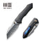 WEKNIFE High-Fin Thumb Stud Knife Titanium Handle (2.98" Damasteel Blade) WE22005-DS1